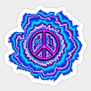 glowing purple pink peace sign Sticker